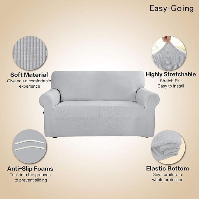Easy-Going Stretch Oversized Sofa Couch Slipcover Washable Silver Gray | - Image 3