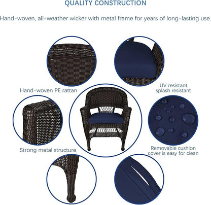 Jeco Wicker Chair with Blue Cushion - Image 5