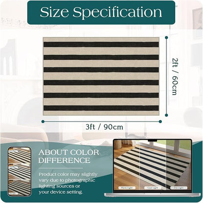 Black and White Striped Outdoor Rug - Image 2