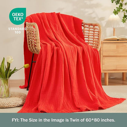 EMME Muslin Blankets for Adults Throw Blanket for Couch Breathable Gauze Soft - Image 3