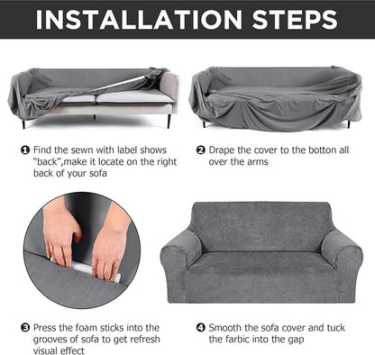 Peryiter 3 Pcs Couch and Loveseat Covers Set Sofa Cover - Image 5