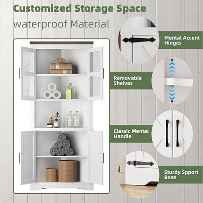 GarveeHome Tall Corner Cabinet, Farmhouse Corner Storage Cabinet - Image 5