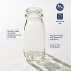 kitchentoolz 12 Oz Square Glass Milk Jugs with Caps - Perfect Milk Container for Refrigerator - 12 Ounce Glass Milk Bottle with Tamper Proof Lid and Pour Spout - Pack of 2