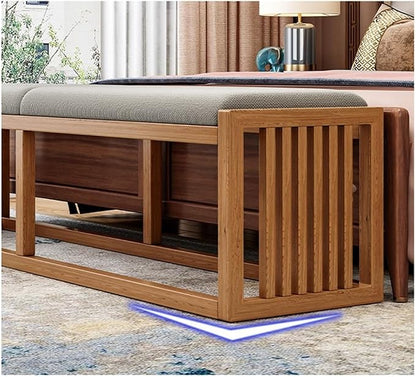 Modern Decor Bench Solid Wood New Chinese Style Bed End Stool Shoe Bench - Image 2