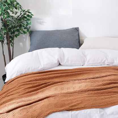 BOURINA Almond Throw Blanket 50x60 Inches Throw Textured Solid Soft Sofa Couch - Image 6