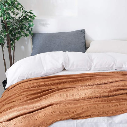 BOURINA Almond Throw Blanket 50 x90 Inches Throw Textured Solid Soft Sofa Throw - Image 6