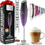 Zulay Kitchen Powerful Double Whisk Milk Frother Handheld - Foam Maker With Stand - Whisk Drink Mixer for Coffee, Mini Foamer for Latte, Matcha, Frappe, Hot Chocolate & Cappuccino (Galaxy)