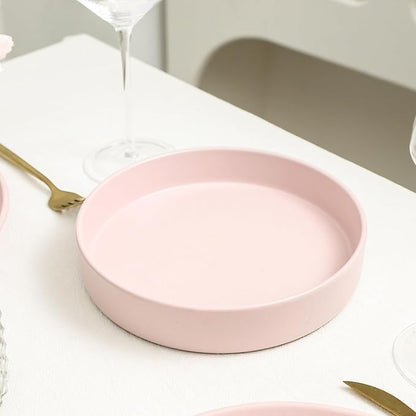 Stone Lain Albie Stoneware Bowl Set, 4-Piece Pasta Bowls for Kitchen, Ceramic Serving for Noodles, Fruit, Cereal, Dinner - Microwave & Dishwasher Safe, Pink