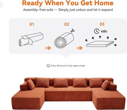 MONVANE 141" U Shaped Cloud Sectional Couch - Image 9