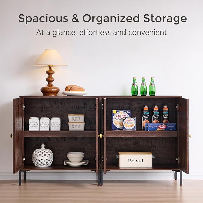 IFBUY Modern Sideboard Buffet Cabinet, 61.75" W Fluted Arched Buffet Cabinet - Image 3