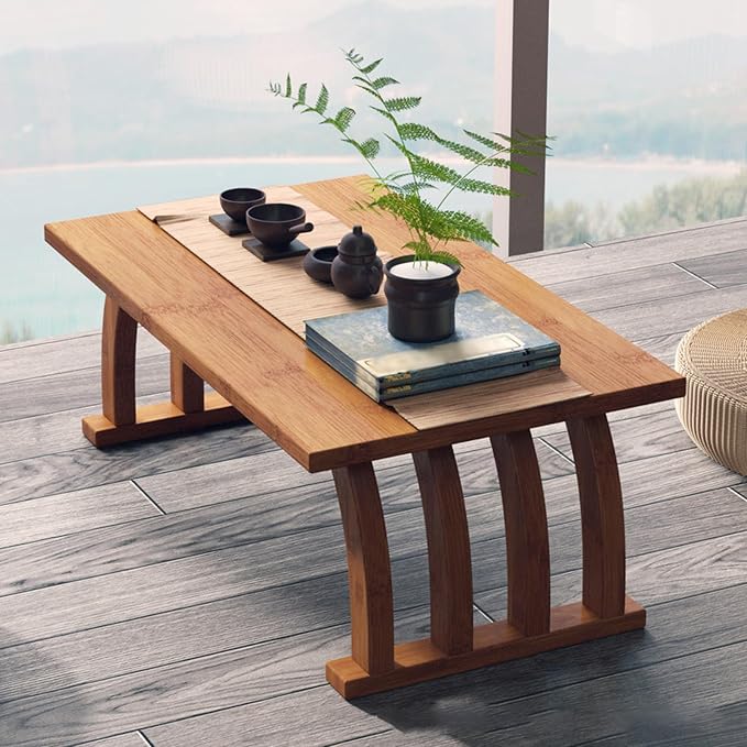 Portable Japanese Wooden Rectangular Floor Table by Unknown