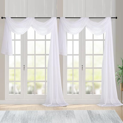 Chyhomenyc Extra Long White Sheer Curtains 144 inch 2 Panels, Translucent by Chyhomenyc