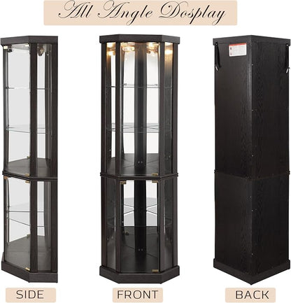 Corner Curio Cabinet, Light Bulb Inclued, Wine Bar China Cabinet - Image 8