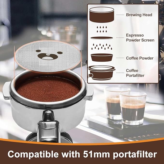 51mm Espresso Puck Screen 3-Pack, Lower Shower Screen, Metal Coffee Reusable Filter for Espresso Portafilter Basket, 1.7 Thickness(Cute Face)