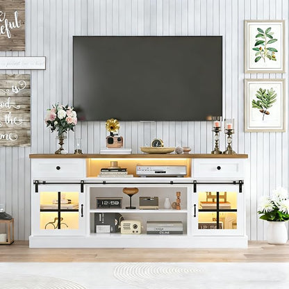 Garvee Farmhouse TV Stand for 80" TVs, Media Console Table by Garvee