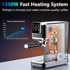 Espresso Machine 20 Bar,Touch Screen Espresso Maker with Steam Milk Frother,Stainless Steel Coffee Machine for Cappuccino Latte Americano Cold Brew,1350W Fast Heat Up System,Black