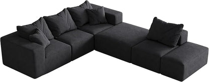 132" Modular Sectional Sleeper Sofa Couch, Modern Cloud Chenille Sectional Couch - Image 7