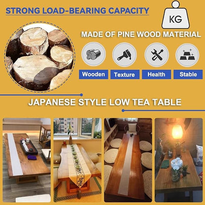 Japanese Floor Table -Vintage Solid Wood Tatami Table, Low Rectangular Tea Table - Image 5