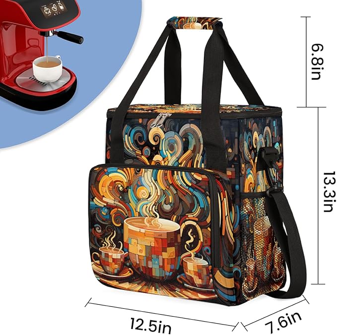 cfpolar Coffee Maker Storage Bag, Waterproof Travel Carrying Storage Tote Bag Organizer Case, Compatible with K-Mini or K-Mini Plus, And Suitable for Other Accessories， With Pockets for K-Cup Pods