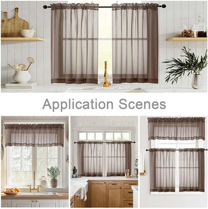 Chocolate Valances for Windows, Sheer Curtains 14 Inch Length 2 Pack Kitchen - Image 6