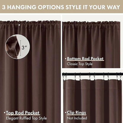 MIULEE Dark Brown Blackout Curtains 4 Panels Set 72 Inch Length Bedroom | - Image 8