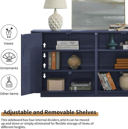 LKTART 64" Buffet Cabinet with Storage, Modern Fluted Accent Sideboard Media - Image 6