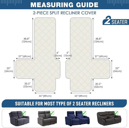 TAOCOCO 100% Waterproof Oversized Loveseat Recliner Cover, Non Slip Split Couch - Image 2