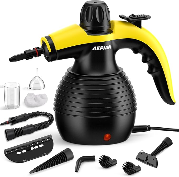 Handheld Steam Cleaner, Steamer for Cleaning, Multipurpose Portable Steam Cleaners for Home Use with Safety Lock and 10 Accessory Kit to Remove Grime, Grease, and More, Save Time and Effort