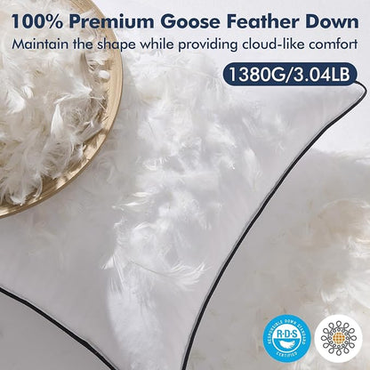 MIULEE Goose Feather Down 22x22 Pillow Insert Set of 2 - Image 2