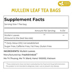 FreshDrinkUS, Premium 15 Mullein Leaf Tea Bags For Lung, 100% Natural & Pure from Mullein Leaves. Loose Leaf Mullein Herbal Tea. Made with Natural Material Tea Bags. No Sugar, No Caffeine, No Gluten, Vegan.
