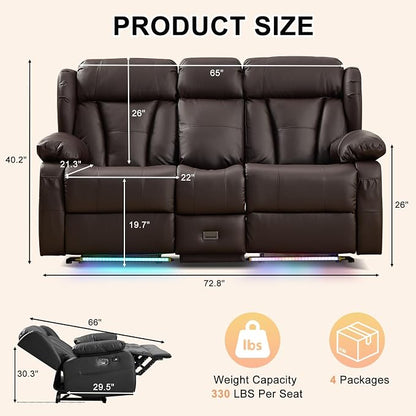 Loveseat Recliner Sofa, RV Recliner Couch, Manual Reclining Loveseat - Image 2