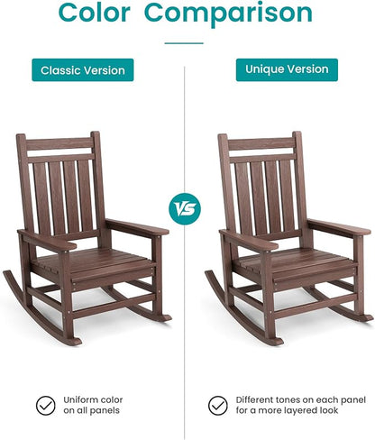 SERWALL Outdoor Rocking Chair, HDPE Rocking Chair - Image 9