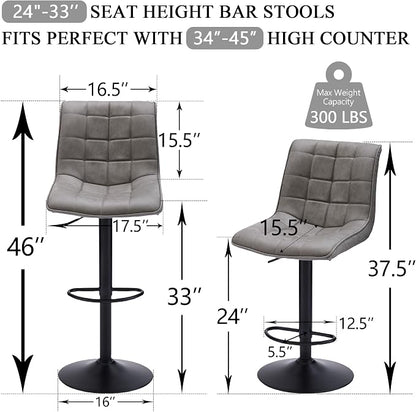 FIRAVOE Swivel Bar Stools Set of 2, Modern Adjustable Bar Stools - Image 2