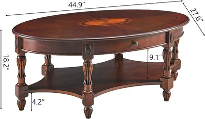 LEEMTORIG Oval Coffee Table for Living Room, Cherry Solid Wood Coffee Table - Image 2