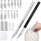 20Pcs Bread Lame Scribing Tool Kit - 2 Precision Scribes with 15 Blades, Finger Guard, Design Cord, Safety Cover and Storage Box - Stainless Steel Scribes for Artisan Bread and Dough Patterns Designs