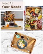 22 Inches Acacia Wood Serving Tray with Handles, Large Wooden Rectangle Ottoman Tray, Nice Home Decor for Living Room Coffee Table Couch, Ideal Size for Serving Food Breakfast BBQ Party