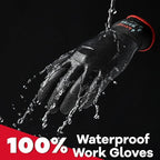 KAYGO Waterproof Work Gloves for Men and Women, Rubber Coated Non-slip Working Gloves for Garden, Outdoor Construction,KG150,Black,XL