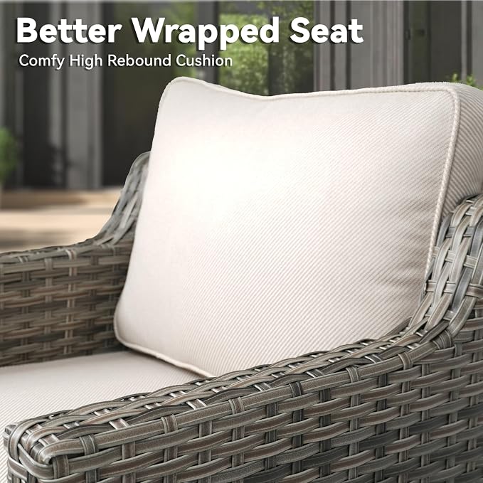 Outdoor Swivel Rocker Patio Chairs-High Back Wicker Swivel Rocker Patio Chairs - Image 6