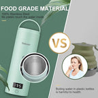 Sekaer Travel Electric Tea Kettle Portable Small Mini Coffee Kettle, with 4 Variable Presets, Personal Hot Water Boiler 304 Stainless Steel with Auto Shut-Off & Boil Dry Protection, SY-618G