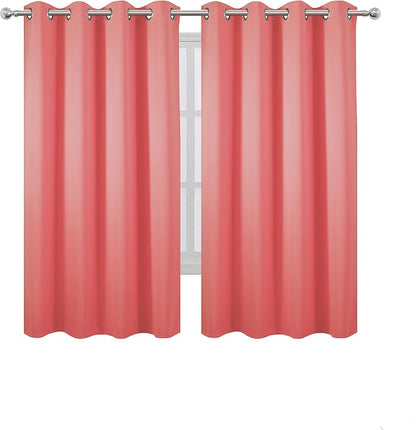 Coral Blackout Curtains 66 x 63 Inch Length/Set of 2 Curtain Panels/Thermal - Image 2