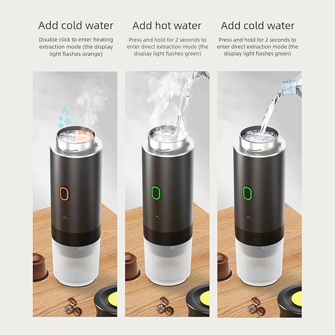 Esprova Portable Espresso Machine, Portable Electric Coffee Maker for Travel Camping, 3-in-1 Self-Heating Espresso Maker, Compatible with Ground Coffee and Capsules, Compact Lightweight (Grey)
