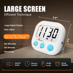 2 Pack Digital Kitchen Timer for Cooking Big Digits Loud Alarm Magnetic Backing Stand Cooking Timers for Baking White