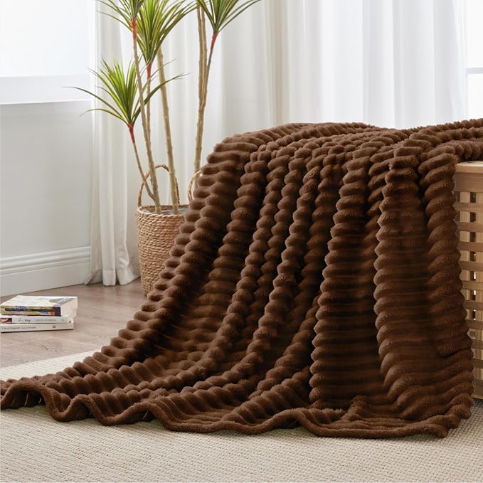 BEDELITE Ribbed Twin Blanket for Couch & Bed, Chocolate Brown, Warm Yet - Image 8