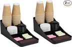 Mind Reader Cup and Condiment Station, Set of 2, Countertop Organizer, Coffee Bar, Kitchen, 7.25" L x 15.5" W x 5.25" H, Black