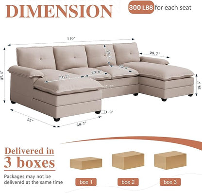 110" U-Shaped Sectional Sofa - Image 2