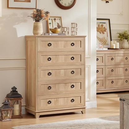 Joaxswe Farmhouse 5 Drawer Dresser - Image 5