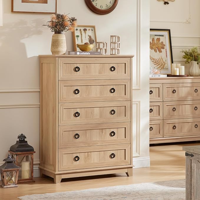 Joaxswe Farmhouse 5 Drawer Dresser - Image 8