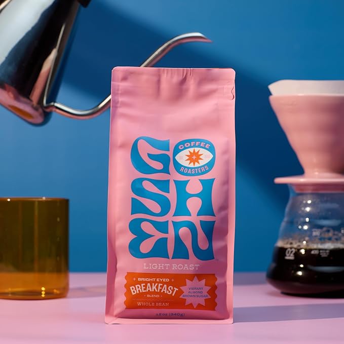 Goshen Coffee Roasters Whole Bean Bright Eyed Breakfast Blend | Light Roast, Brewed or Espresso | Award-Winning - Natural and Washed | Vibrant, Almond, Brown Sugar Flavors | 2 Lb Bag