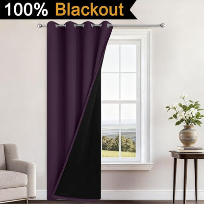 Yakamok Purple 100% Blackout Curtains 84 Inches Long - Image 2