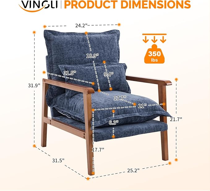VINGLI Mid-Century Modern Cloud Accent Armchairs set of 2 - Image 2